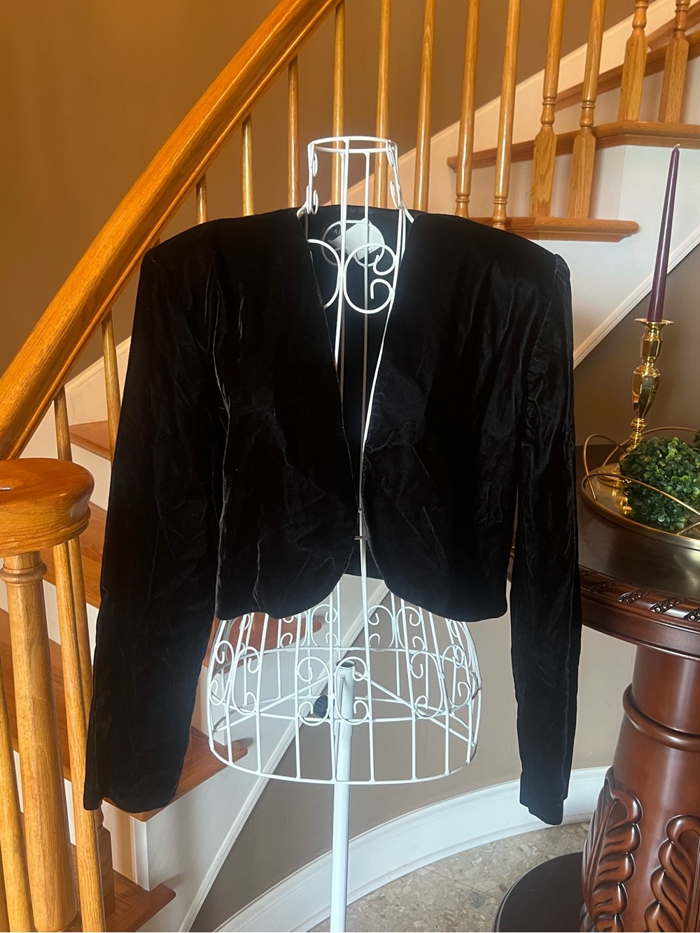 Vintage Velvet Open Shrug Bolero Cropped Jacket Victorian Whimsigoth Size L